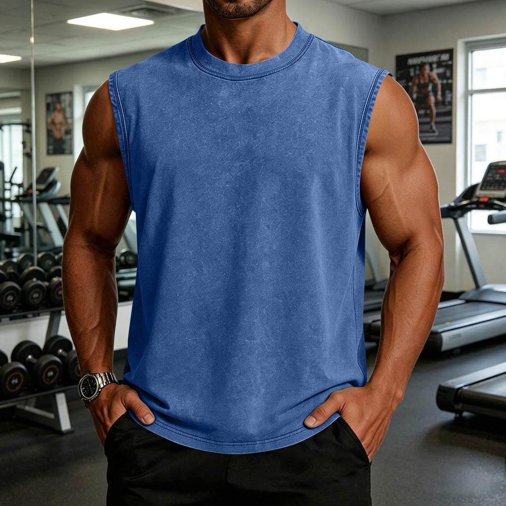 Canotta da uomo senza maniche 100% cotone stile americano lavata tie-dye maglia da palestra gilet casual estivo