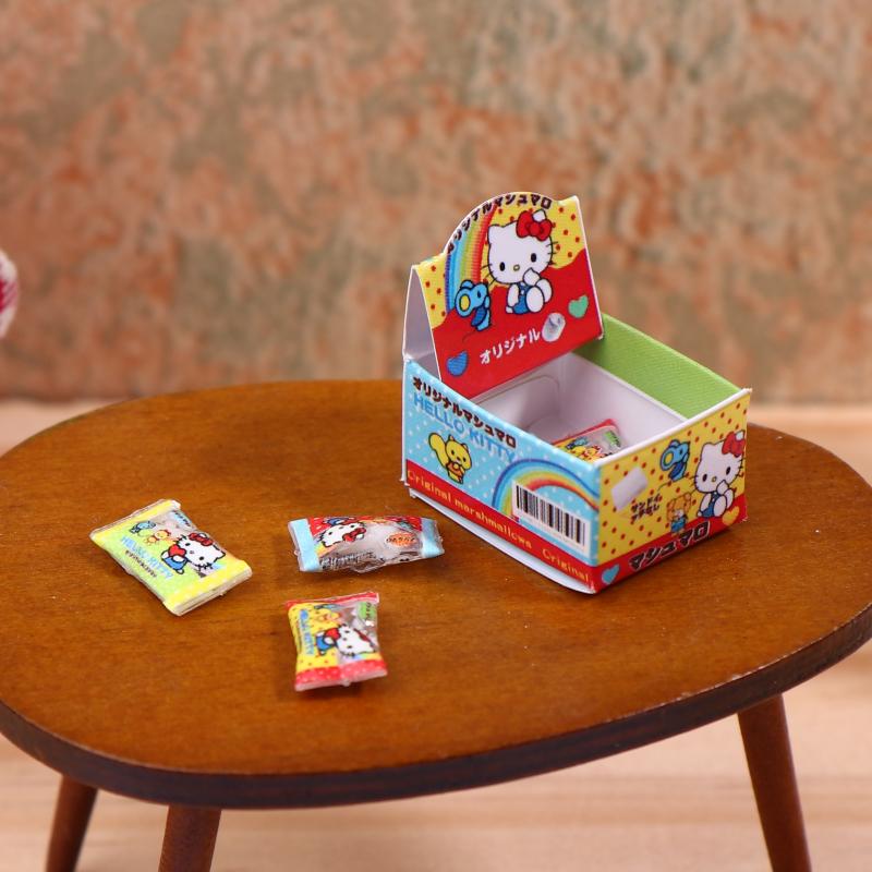 1:12 Dollhouse Miniature Hello Kitty Boxed Candy Sanrio Kt Cat Candy Food Model Decor Toy Doll House Accessories