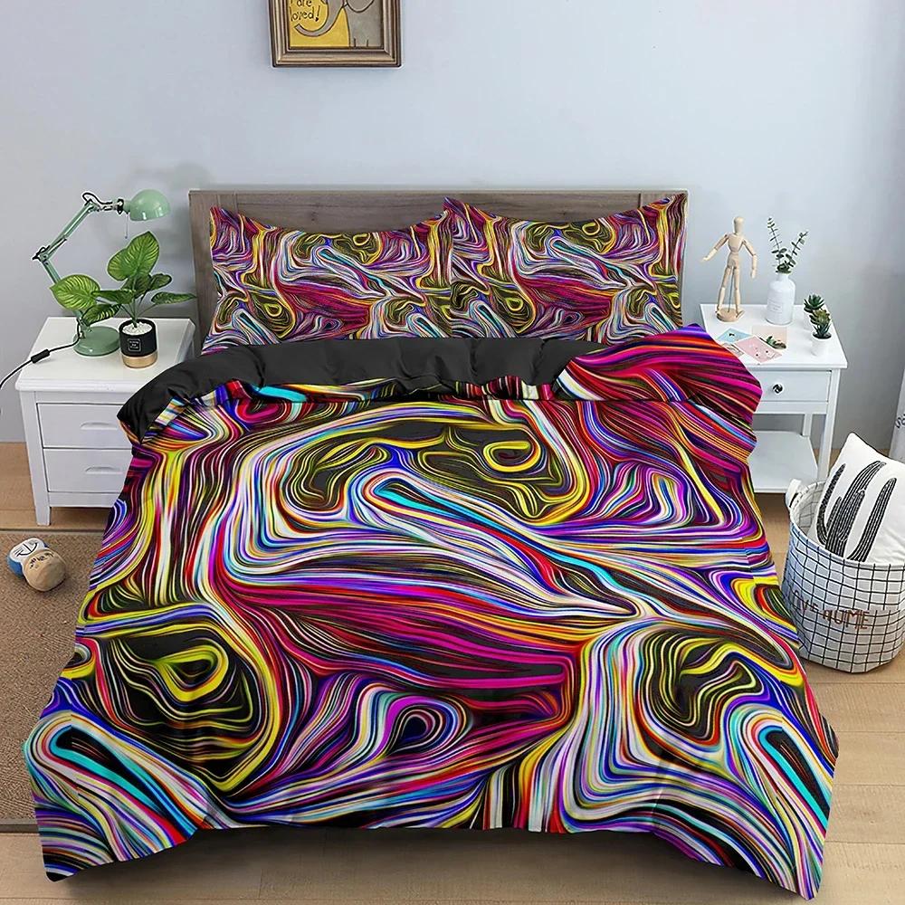 Abstract Duvet Cover 3D Pattern Bedding Set Single Twin Double Queen King Cal King Size Bed Linen Set