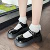 Japanische klobige Schuhe Retro Französischer dicker Absatz Damen Mary Jane Schuhe Frühling Neuer Stil Slip-On Runde Spitze Gummisohle Lolita Schuhe