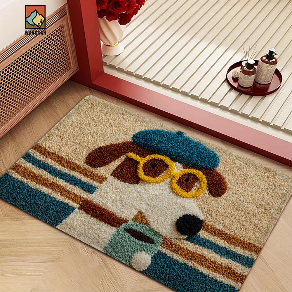 New Cartoon Cute Animal Imitation Cashmere Floor Mat Bathroom Absorbent Floor Mat Bedroom Thickened Carpet