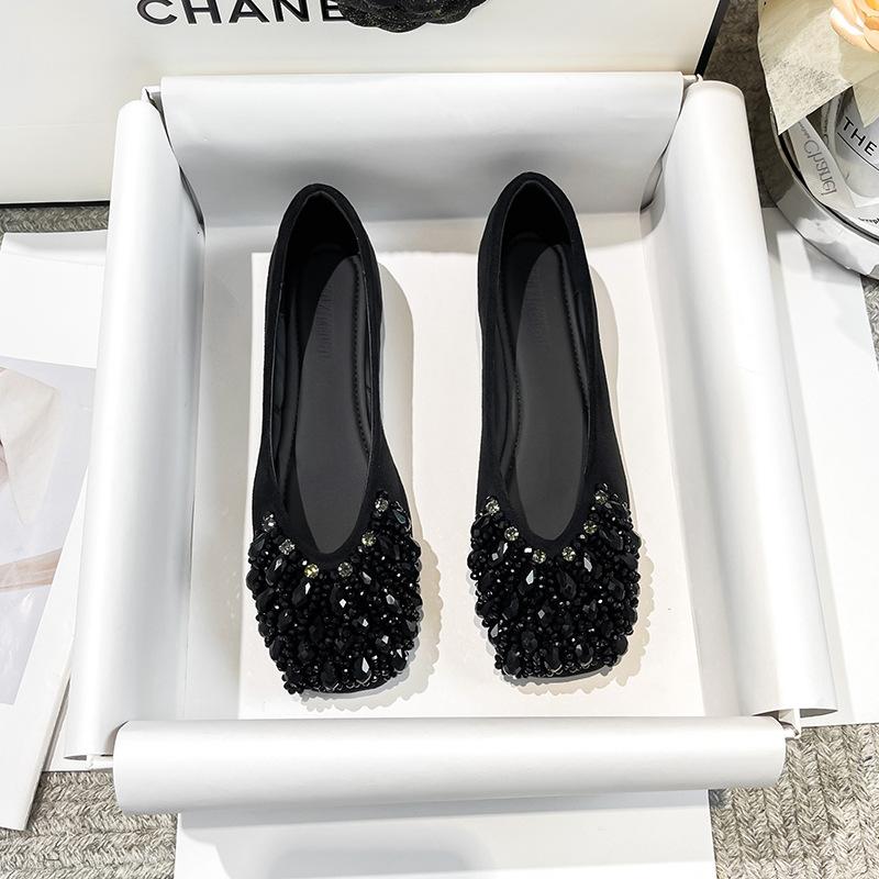 Women Flats Shoes New Fashion Women Mary Janes Crystal Shoes 2025 Luxury Female Shallow Footwear Ladies Dress Cozy Brand Shoes