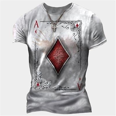 Tricou cu Imprimeuri Grafice Unisex pentru Bărbați Joc de Cărți Poker Mânecă Scurtă Tricou Imprimare 3D Gât Rotund Cămașă Modă Sport Designer Exterior Stradă Zilnic