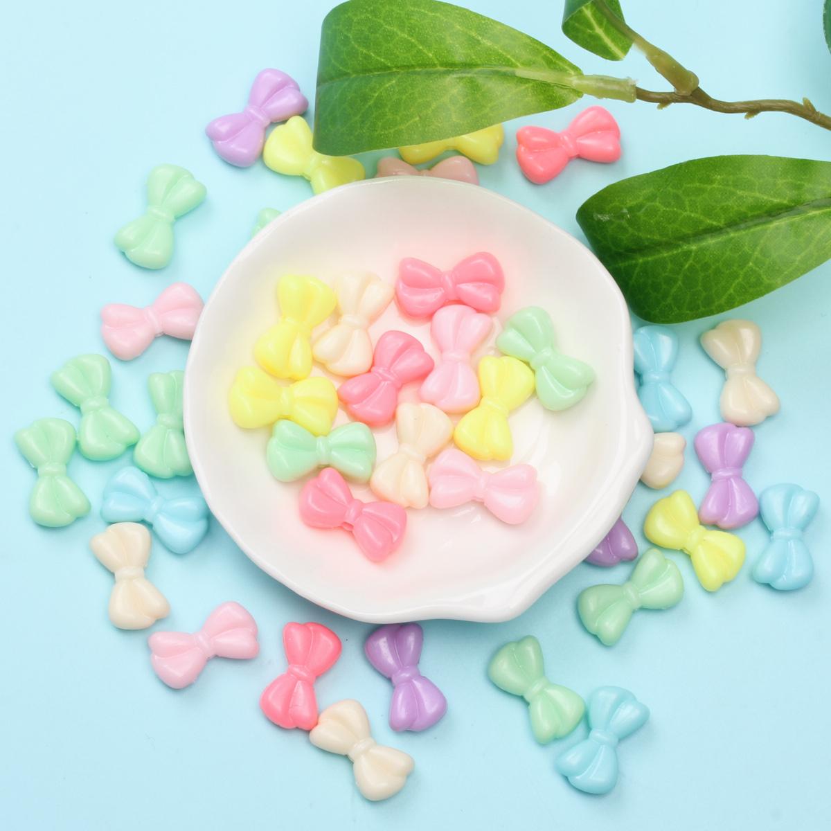 

40 шт., акриловый браслет ручной работы с бантом, свободные бусины, ожерелье ярких цветов, игрушки из бисера, бантик, бусины, детские DIY для изготовления ювелирных изделий