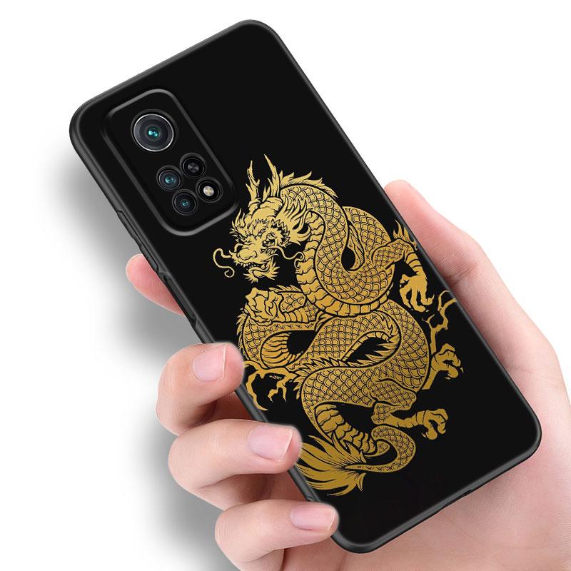 Blume Drachen Telefon Fall Für Xiaomi Mi A2 8 9 SE Hinweis 10 10T 11 12 Lite 9T 11T 12S 12T Pro A3 6X 12X Weiche TPU Schwarz Abdeckung