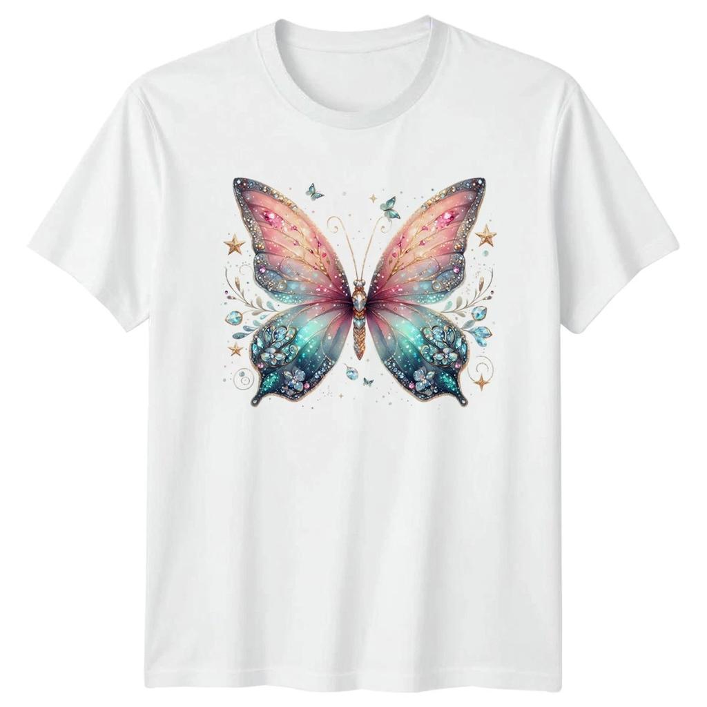 Jeweled Butterfly Insects Animals Mens T-Shirt Womens Tee Graphic Unisex Top