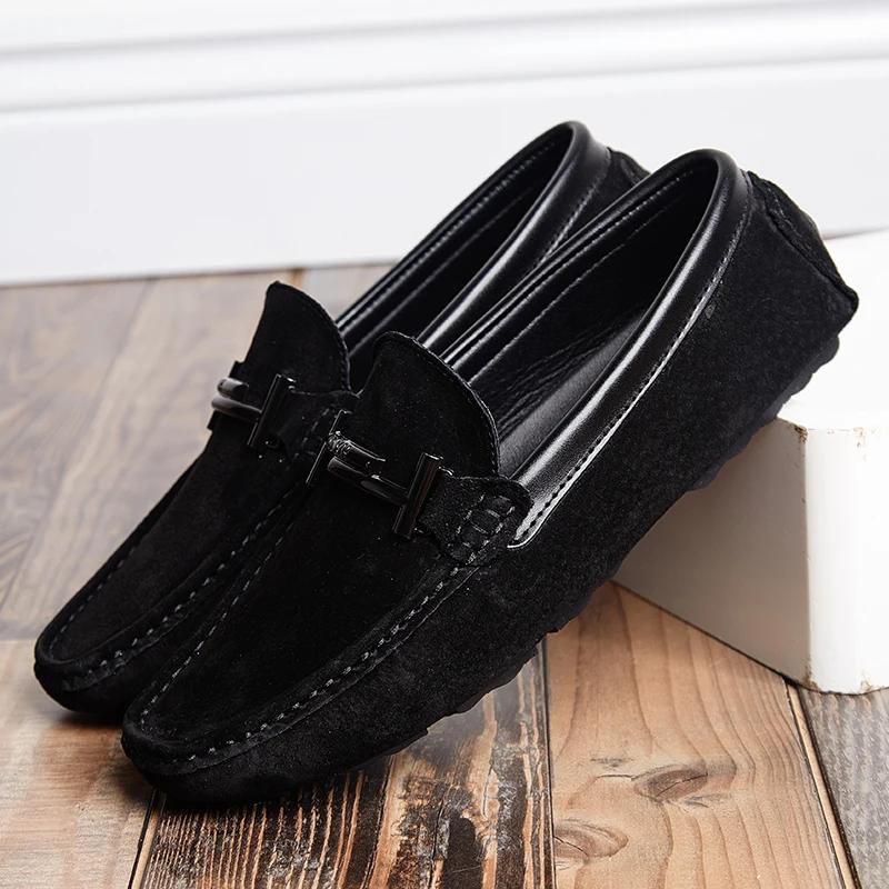 Fashion Summer Men's Suede Loafers Comfortable Man Flats Casual Mens Shoes Men Breathable Slip-On Soft Leather Driving Shoes for Men