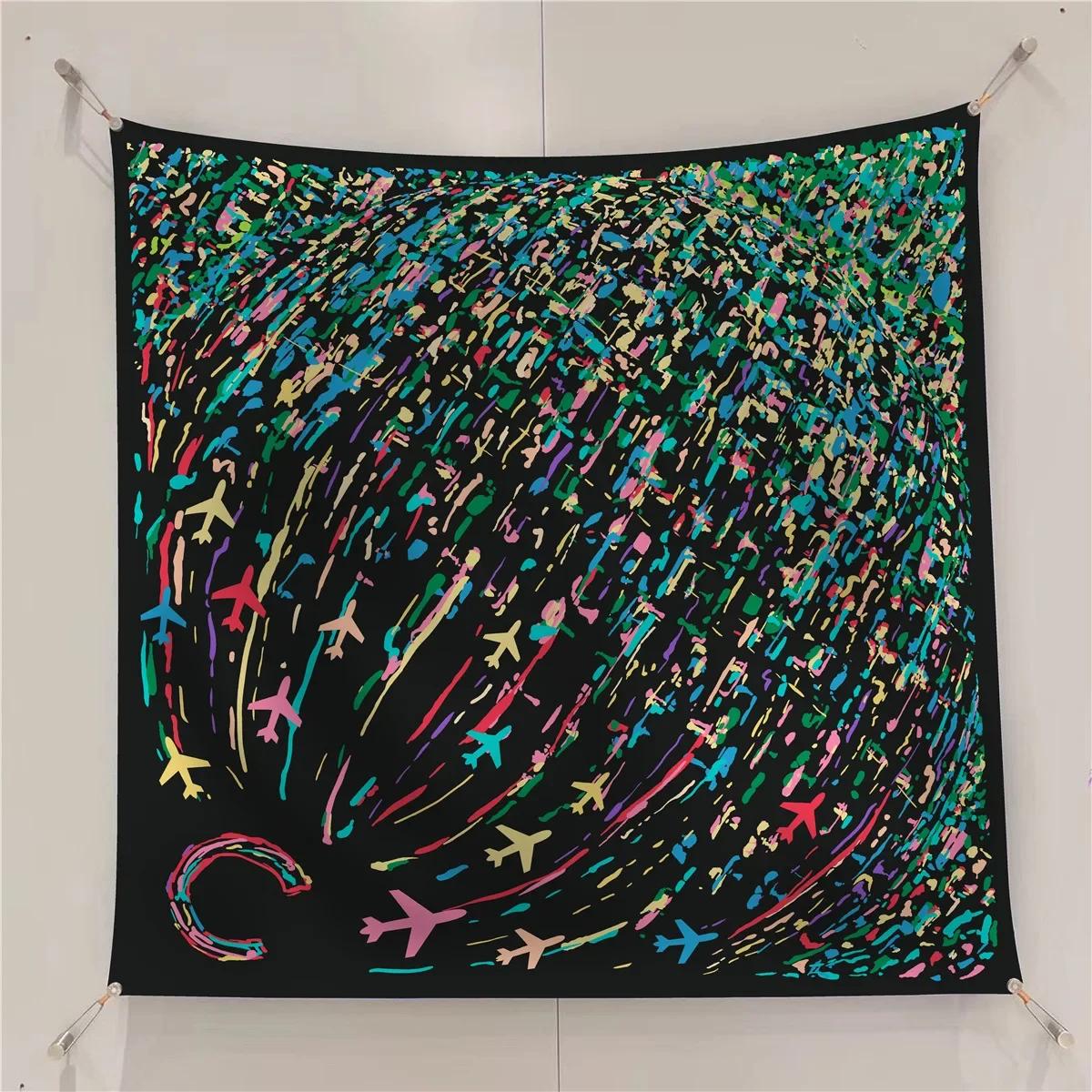 

90CM French 90cm Letter Small C Twill Silk Women Sunscreen Shawl Large Square Scarf Headscarf Wholesale Scarf for Women 90cm