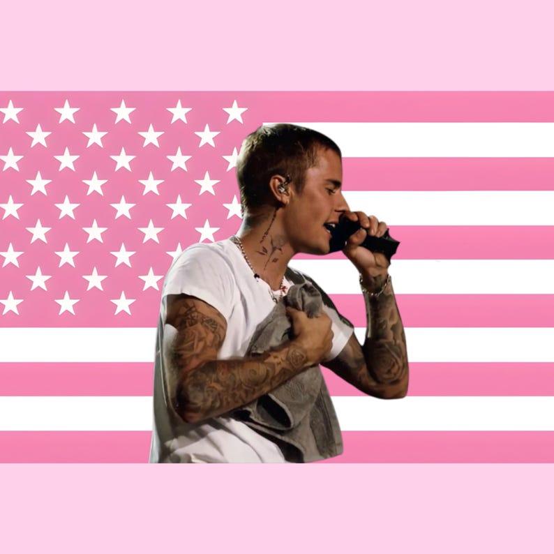 

Pink American flag tapestry 75x100 чорний