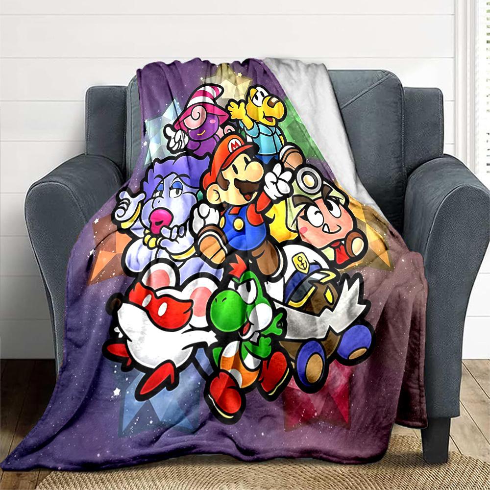 1pc Mario Party Flannel Blanket, Soft Skin Friendly with Digital Printing, Various Sizes Available for Family, Friends, Birthday