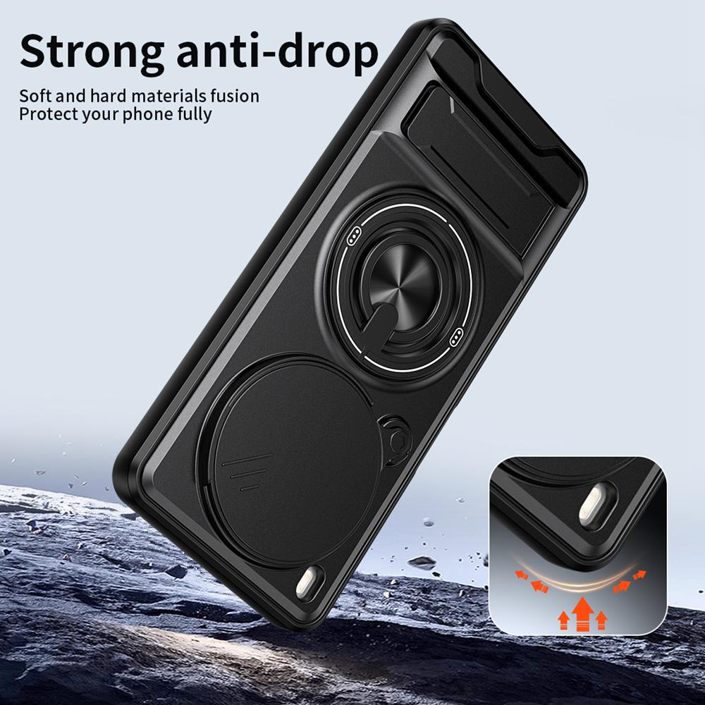 KEYSION Magnetic Phone Case for ZTE nubia V70 Max Blade V70 Max Slide Camera Protection Upright Stand 360° Ring Shockproof Cover