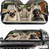 Funny Dachshund and Pug Sun Visor Car Windshield Sunshade UV Protection Reflective Foldable Heat Insulation Cover