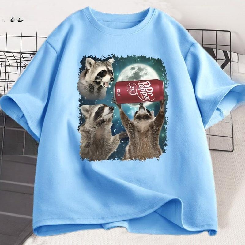Three Raccoons Pepper Graphic Tshirts Unisex Women Funny Meme Raccoon Lovers T Shirt Top Loose Short Sleeve Streetwear Tees Tops