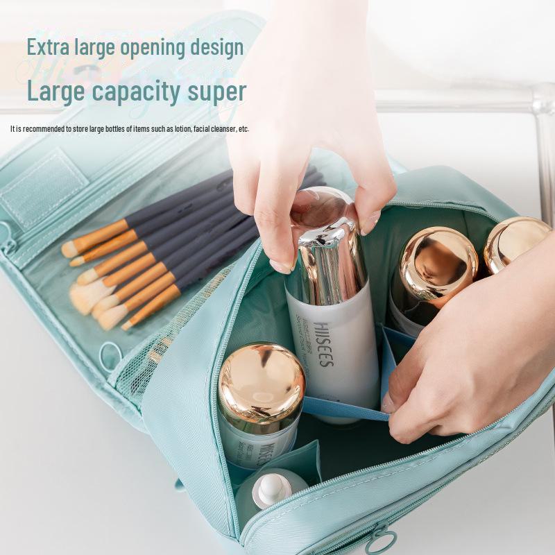 "Korean Waterproof Travel Storage Bag - Large Capacity, Portable, Unisex, with Hook for Toiletries and Makeup"