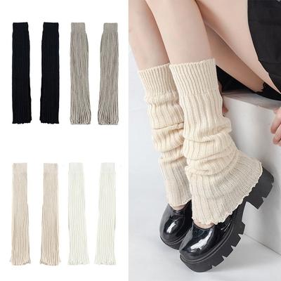 Einfarbige Lolita Beinwärmer Verdicktes Häkelmuster Gestrickte Fußabdeckung Warme Fußabdeckung Mittellange Socken Kaltwetter