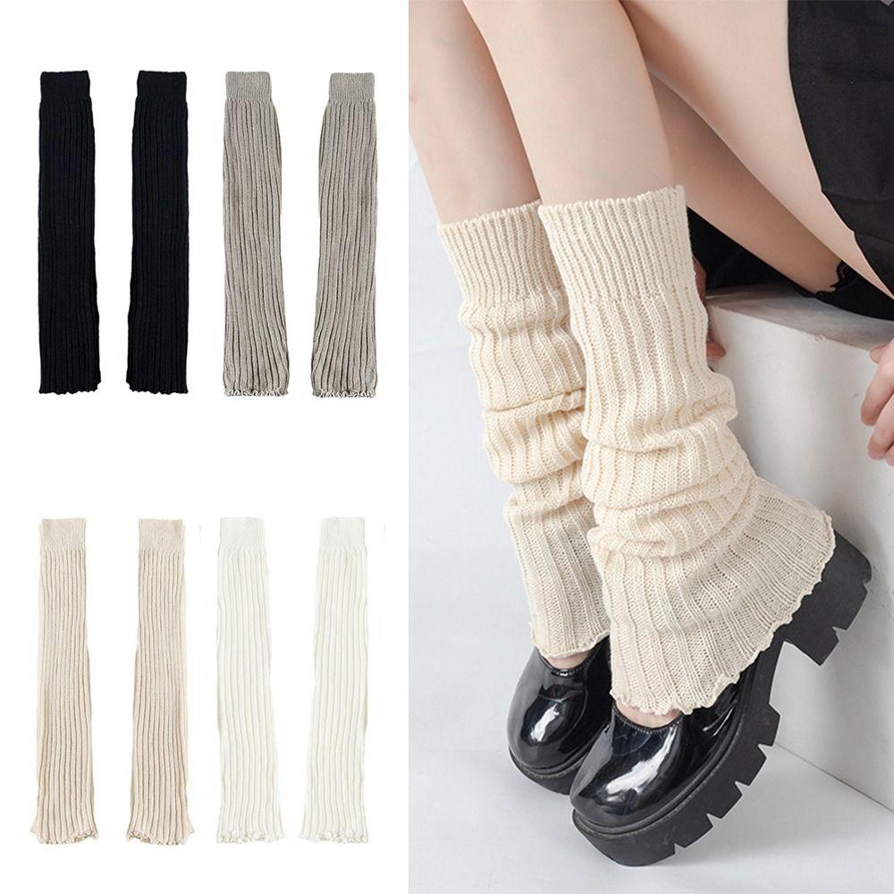 Solid Color Lolita Leg Warmers Crochet Pattern Middle Tube Socks Crochet Socks  Cold Weather