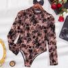 Autumn/Winter See-through Lace Mesh Long Sleeve Slim Fit Bodysuit