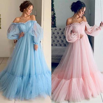 Women's Cute Solid Color Long Sleeve -Neck Fashion Long Full Dress
