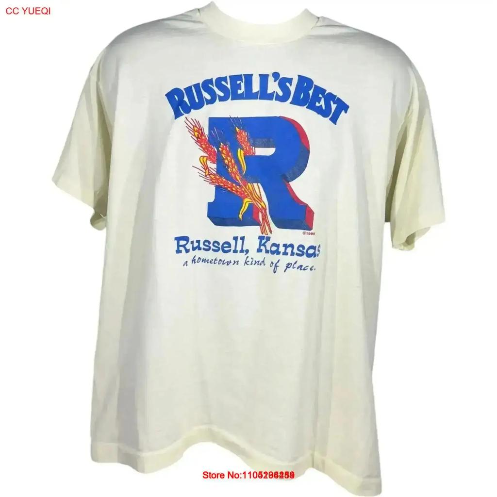 Vintage Russell Kansas Souvenir T Shirt 90s Washed Fashion Soft Stretched Comfortable Streetwear Slightly Casual Vintage