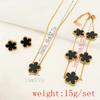 3 Pieces of Stainless Steel Plum Blossom Plant Five Leaf Necklace, Bracelet, Earrings, Women's Jewelry Set