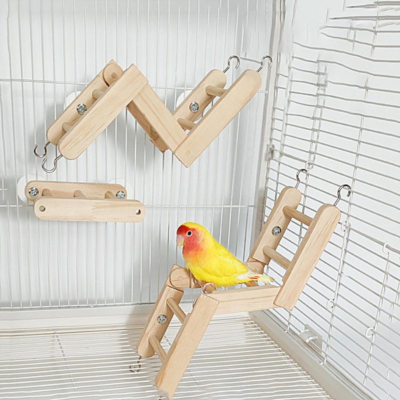 Bird Cage Ladder Folding Parrots Climbing Ladder Multipurpose Beak Grinding Toys Bird Climbing Toys For Standing Climbing
