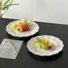 French Dot Relief Plates Household 8 Inch Ceramic Aesthetic Exquisite Kitchen Tableware Flower Shape Afternoon Tea Dessert Dish