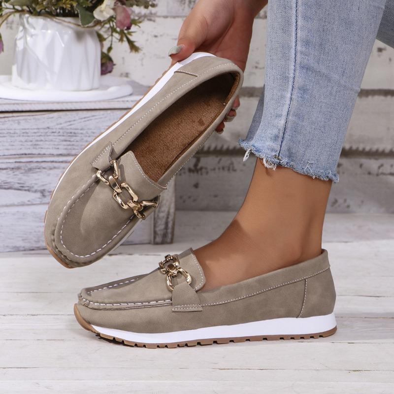 2025 New Metal Chain Flat-bottomed Thick-soled Casual Loafers