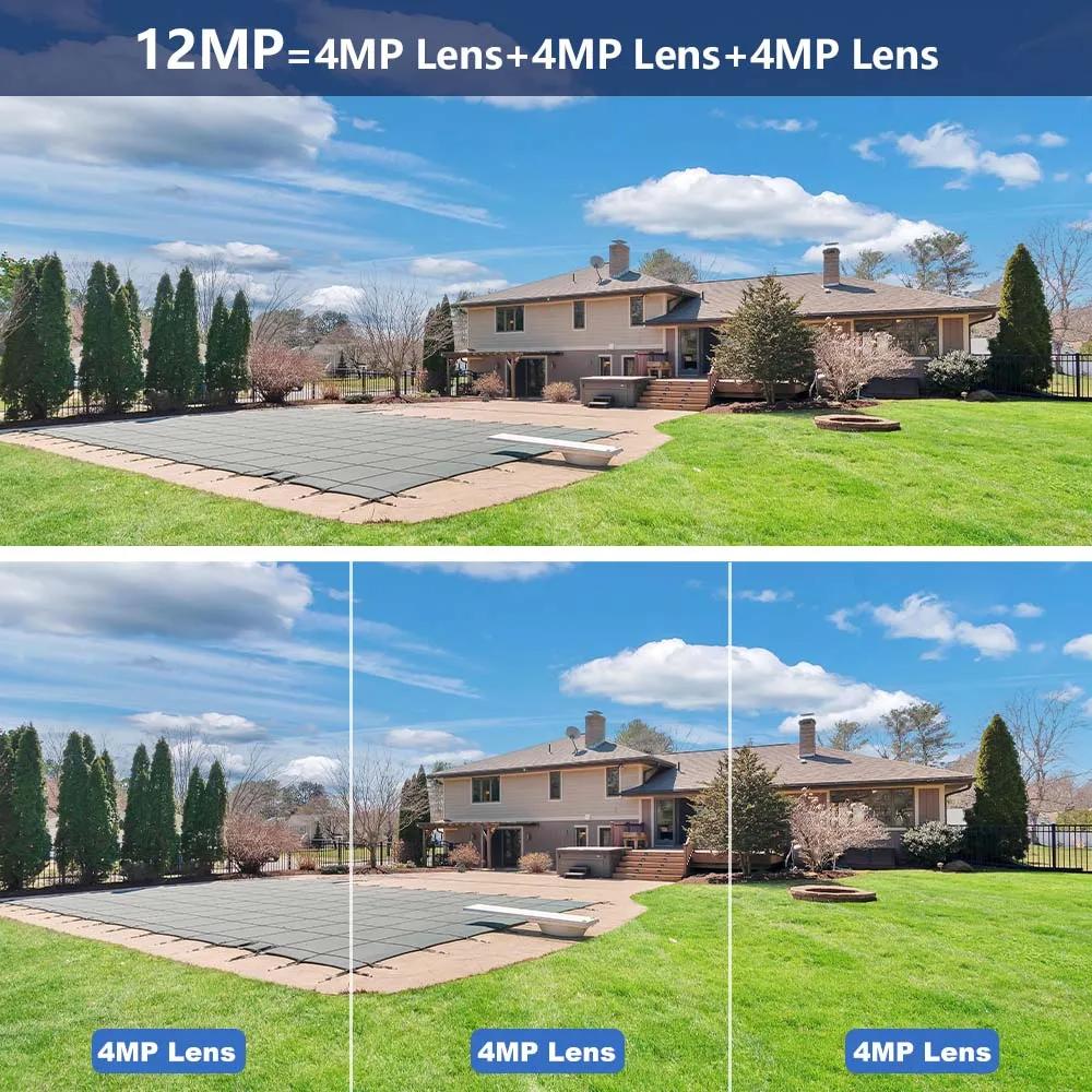 LS VISION 12MP 6K Solárna batériová kamera Vonkajšia 10x Zoom Trojitý objektív PTZ WiFi Dohľadová kamera Bezpečnostná ochrana 4K 8MP Chytrá CCTV kamera