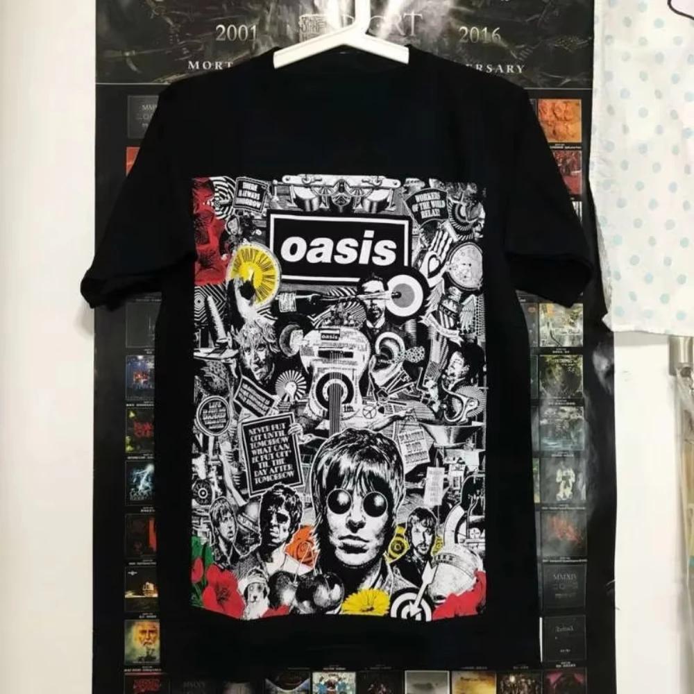 OASIS Oasis Band Tajlandia Importowana Bawełna Męska i Damska Drukowana Rockowa Bawełniana Letnia Casualowa Sportowa Koszulka z Krótkim Rękawem Unisex