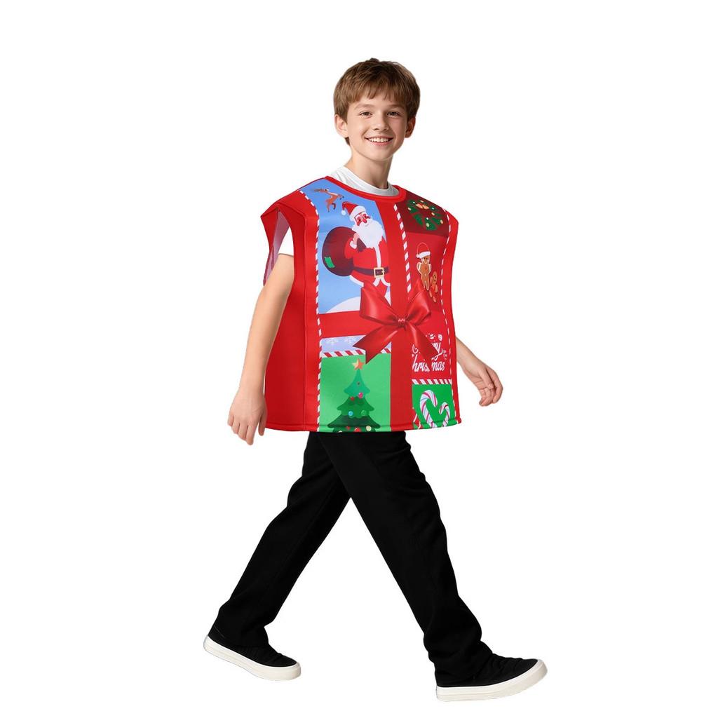Christmas Gift Box Costume For Kids With Sponge Material For Holiday Stage Performances