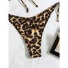 Leopard Print Tie Side Bikini Set Ruched Two Piece Swimsuit Sexy Beachwear
