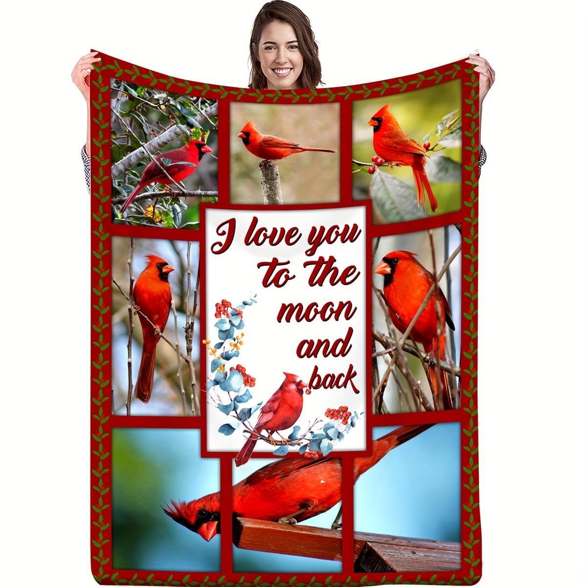 

Red Bird Patchwork Flannel Blanket, Soft Romantic Gift for Girlfriend, Love Themed Throw, Cozy Couple Gift Idea for Her 75x90cm