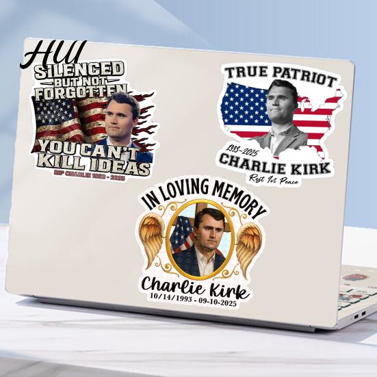 Weatherproof American Flag Sticker 10Pcs Commemorative Charlie Stickers Patriotic Vinyl Decals USA Long-lasting Adhesive Decal Laptop for Car