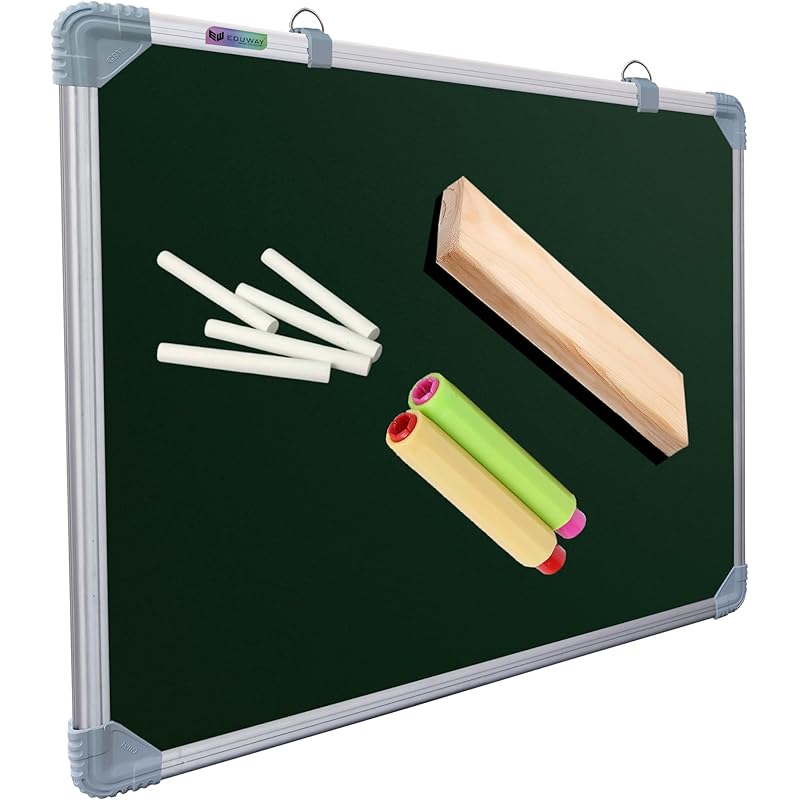 Eduway 2X2 Ft. Kunj Non-Magnetic Double-Sided Chalk Board & White Board (Combo Pack) With 1 Wooden Duster, 2 Chalk Holde