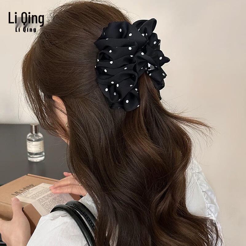 Black Polka Dot Cloud Twist Hair Clip 1 pc