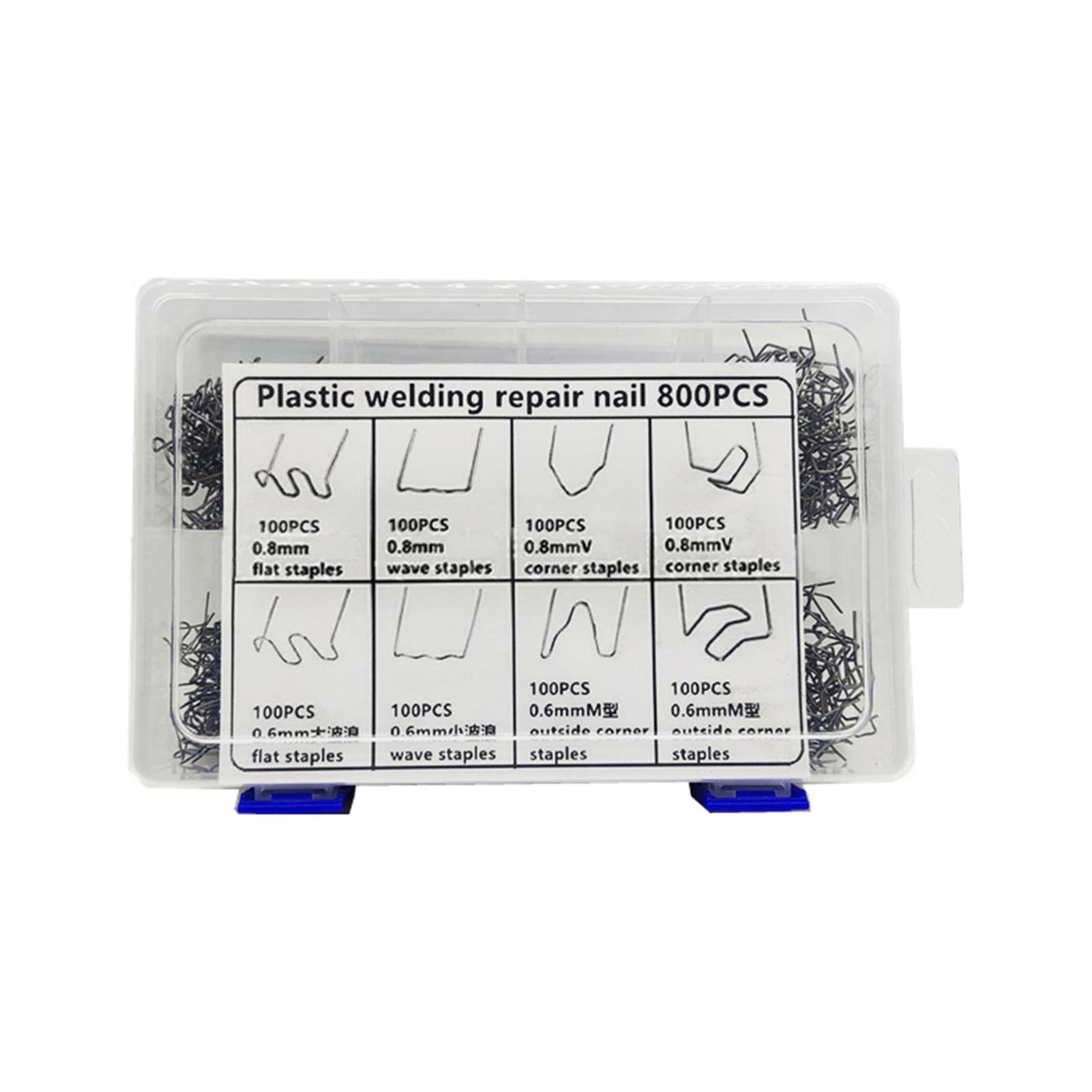 

800 шт. Автомобильные пластиковые ремонтные горячие скобы с ящиком для хранения для бампера автомобиля Пластиковый сварочный ремонтный набор 800pcs серебряный