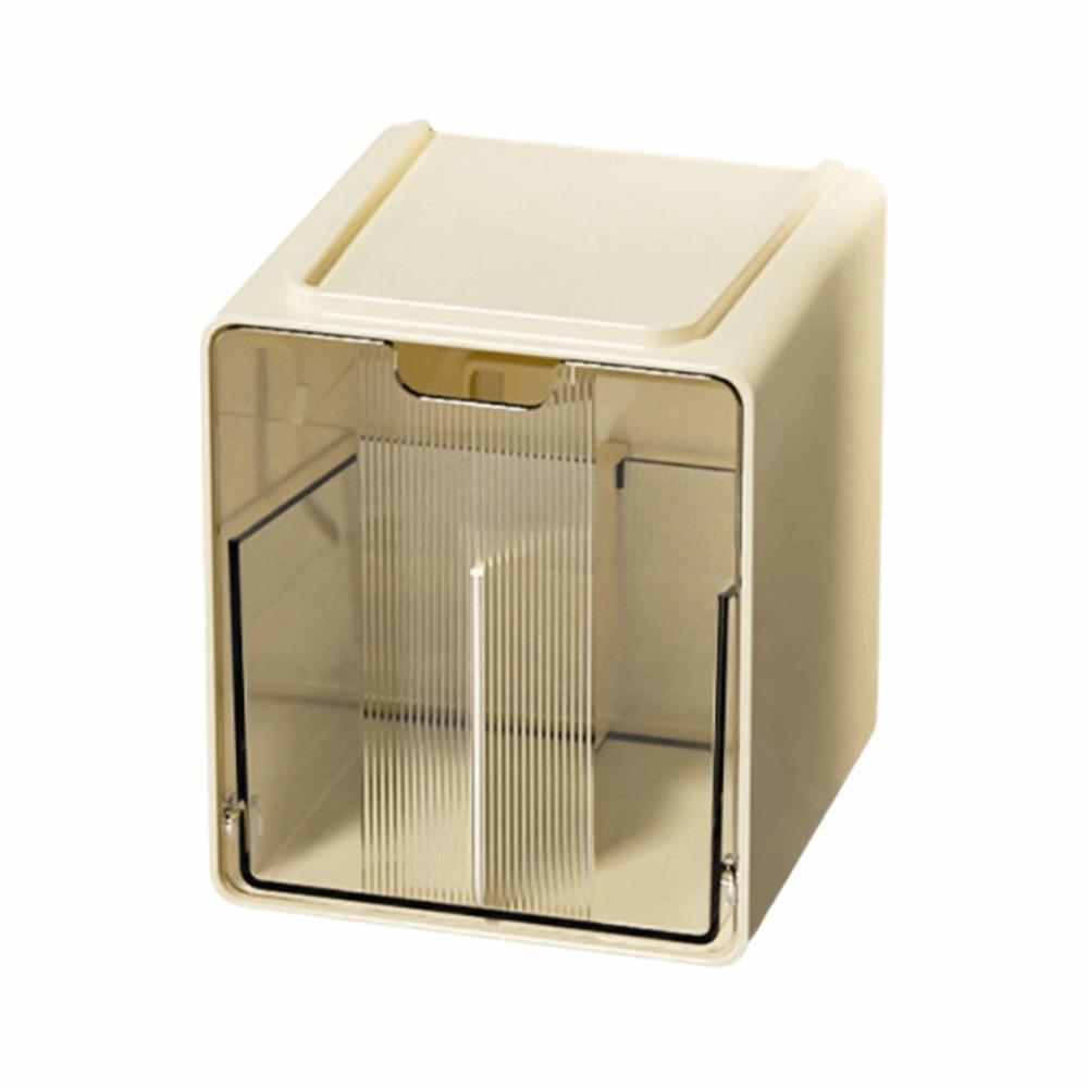 Compartmentalized Cosmetic Storage Box Hanging Design Yellow White Sorting Storage Box Plastic No-drill Pull-Out Storage Drawer