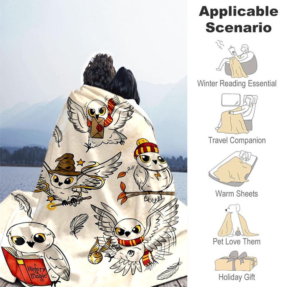 1 Stück Hogwarts Magische Eule Outdoor Flanell Überwurfdecke Ganzjahres Weiche Wärme, Heimdekoration 1031155
