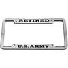 Retired U.S. Army Zinc Metal License Plate Frame Car Auto Tag Holder Chrome 4 Holes