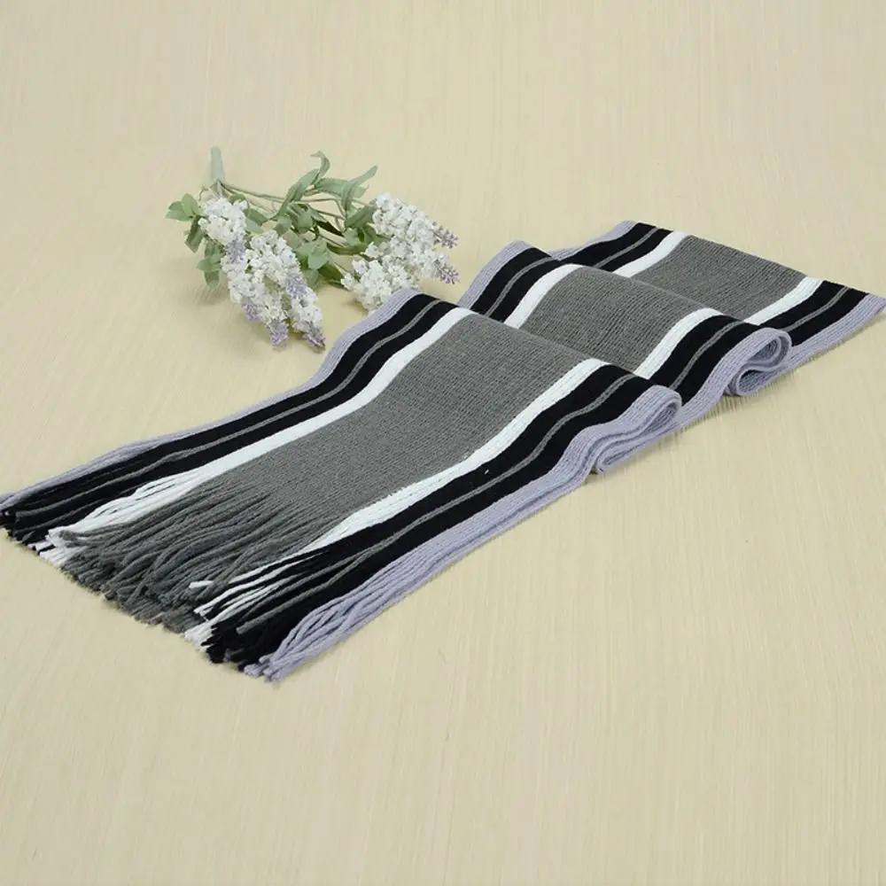 Cashmere Men Striped Scarf Fashion Thick Tassel Stole Neck Wrap Neck Warm Soft Winter Long Shawl