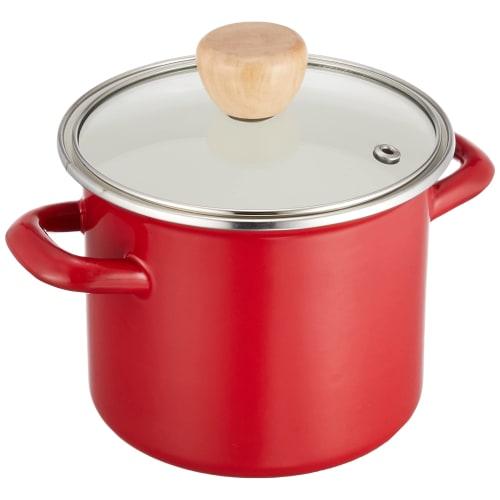 PEARL METAL Cook Pot, Enamel, Deep, 12cm, Red, Crasso, HB-5068