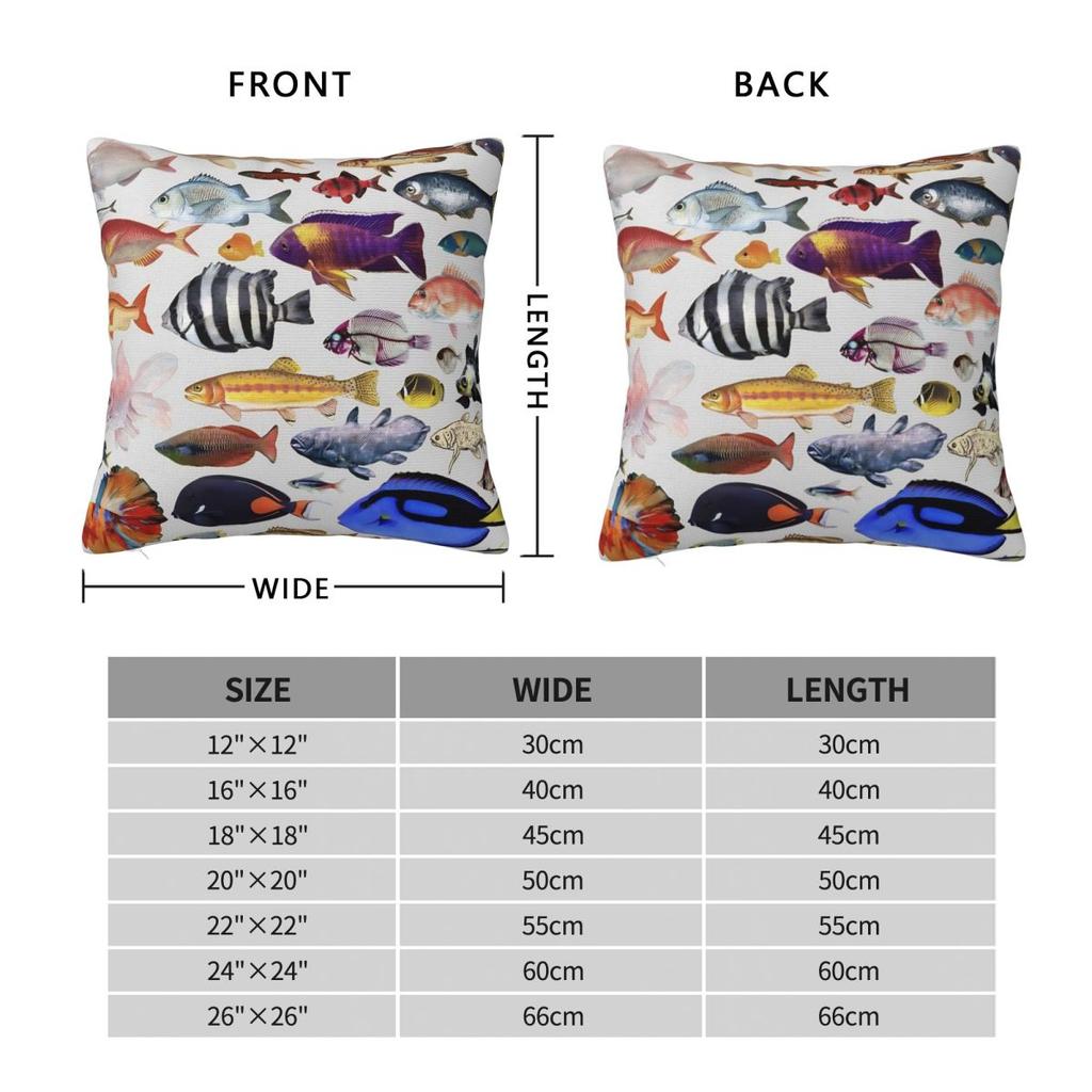 Vintage Fish Trout Pillow Cover Cartoon Fishes Vintage Pillow Case Polyester Cushion Cover Pillowcases For Sofa Home Decoration