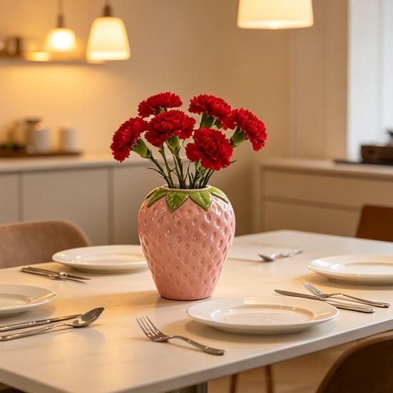 Ceramic Flower Pots Strawberry Hole Plant Pot Shaped with Drainage Cute Decorative Planters