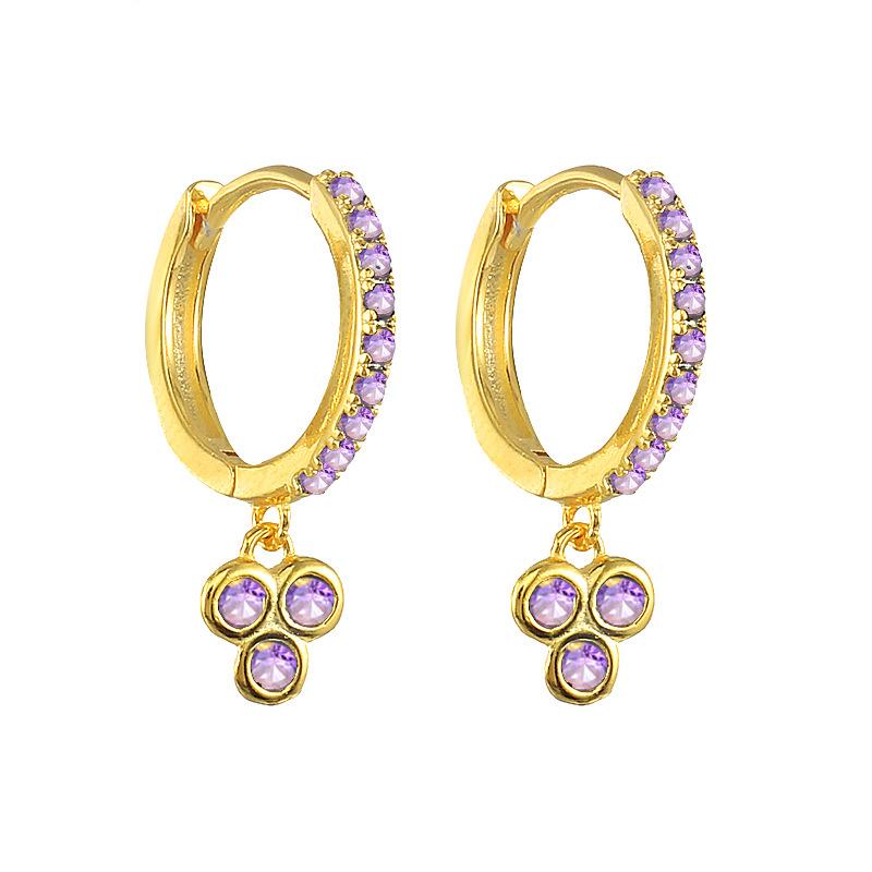 S925 Sterling Silver Wind Diamond Geometric Three Diamonds Light Luxury Temperament Earrings Ear Buckles Women