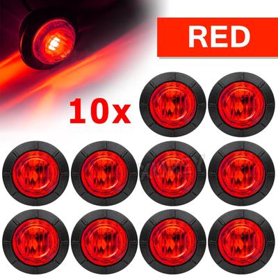 10 Stück Mini Runde 3/4" LED Seitenmarkierungsleuchte 12V 24V Rot Indikatorsignal Kühlergrillleuchte LKW Anhänger Wohnwagen Wohnmobil UTV UTE ATV RV