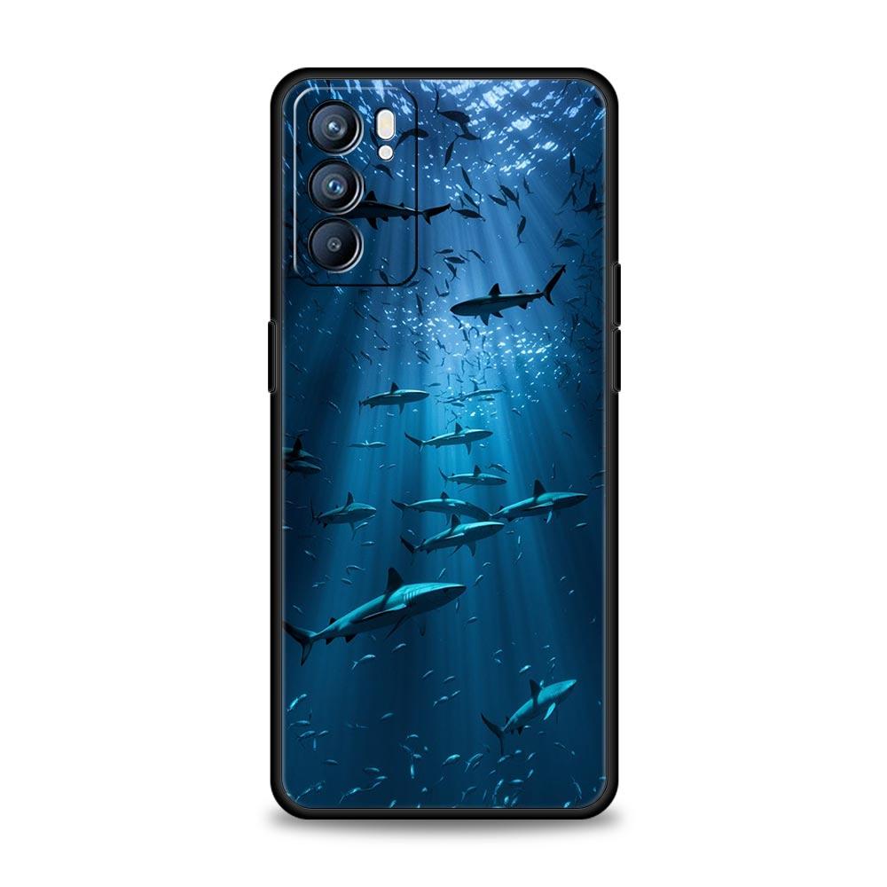 Shark Phone Case For Oppo A54 A53 A52 A15 A95 A16 A78 A79 A80 A98 4G Find X5 X6 Reno10 12 13 F Pro 5G Cover