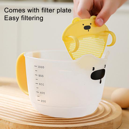 Tasse à mesurer Forme d'ours Fouet à œufs avec filtre PP de qualité alimentaire Tasse égouttoir Panier à riz et fruits Outils de lavage