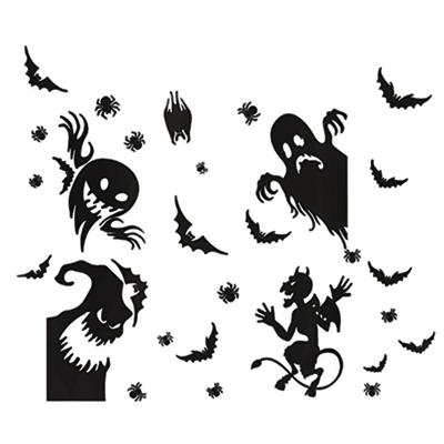Halloween Wandaufkleber 4 Blatt Geist Fledermaus Spinne Schwarz Aufkleber Ornament für Zuhause Festival Party Dekoration Geschenk