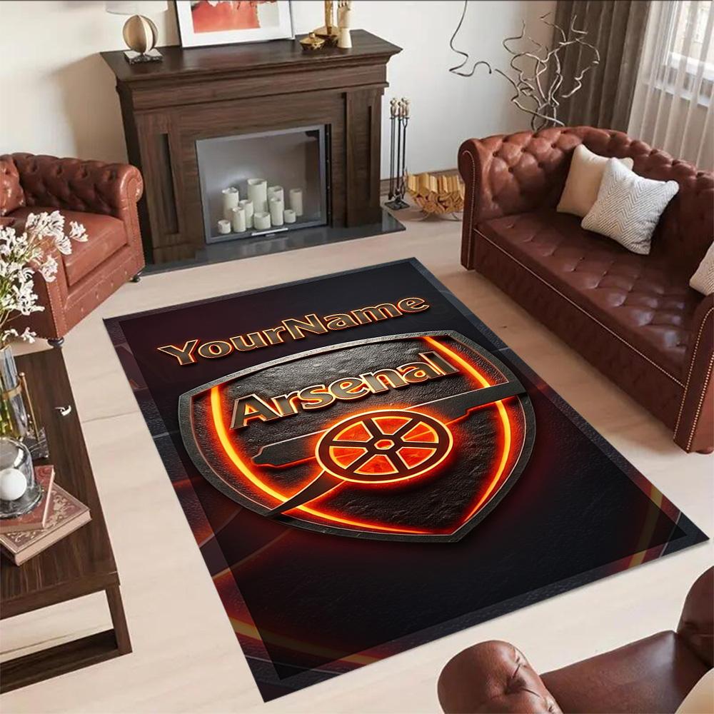 Arsenal Personalized Name Area Rug Perfect for Game Room Balcony Playrooms Entryway Antislip Carpet Anime Office Decor Birthday/Christmas Gift