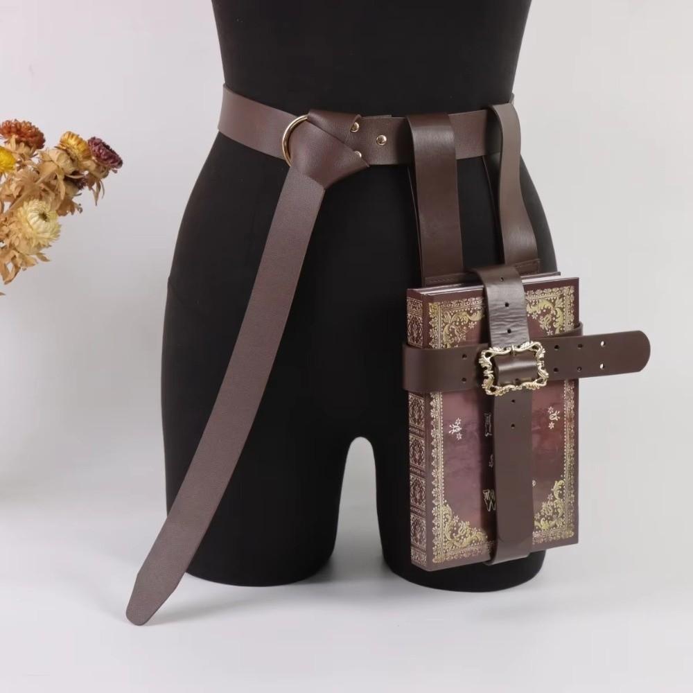 Not with Book Medieval Waist Belt PU Leather Book Pouch Set Stage Performance